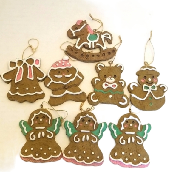 Eight Gingerbread Cookie Christmas Ornaments - Picture 1 of 8